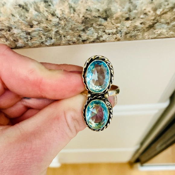New ⭐️.925 Sterling Silver Aqua Stone Ring - Picture 2 of 6